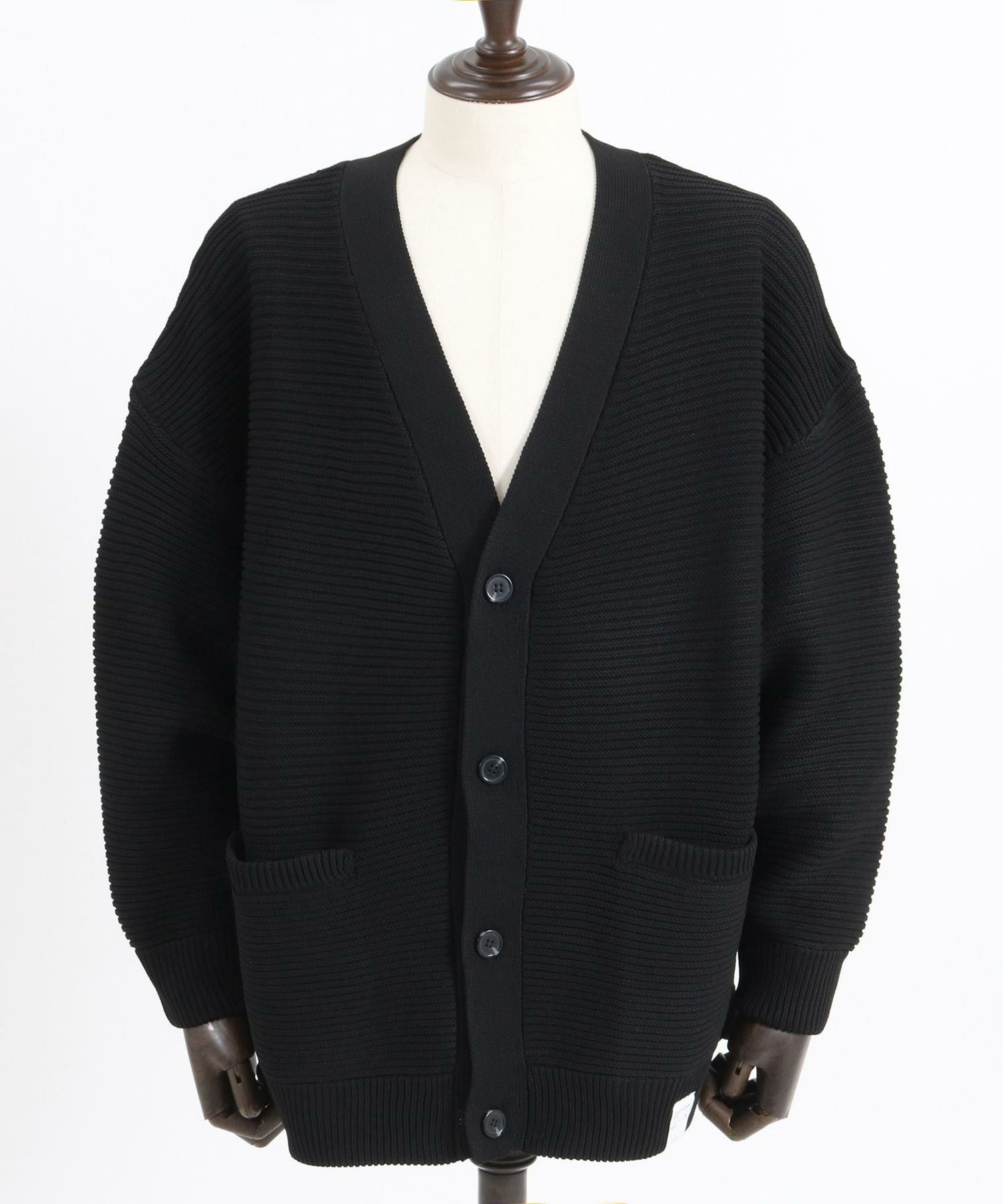Naptime ニットカーディガン-BLACK 50%OFF【ANGENEHM(アンゲネーム)】Light yarn rippl knit cardigan