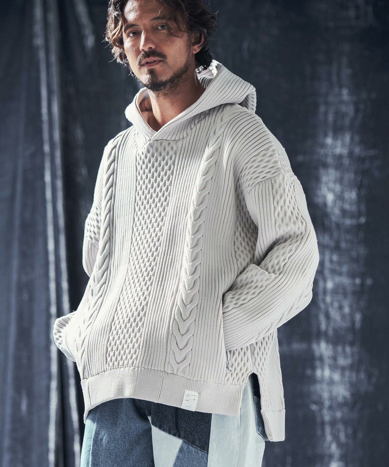 30%OFF【ANGENEHM(アンゲネーム)】Light yarn cable stitch knit 