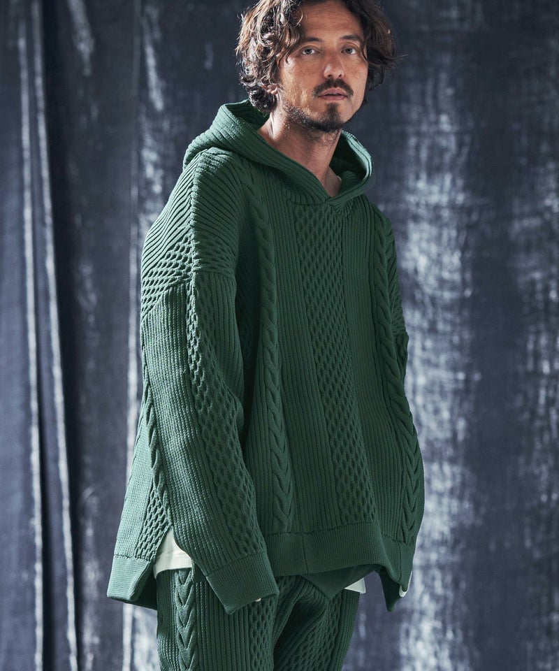 30%OFF【ANGENEHM(アンゲネーム)】Light yarn cable stitch knit 