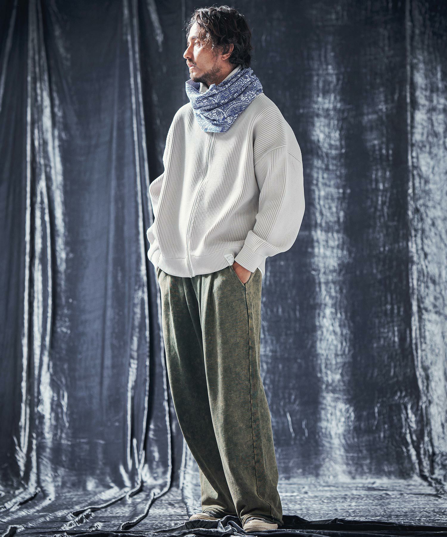 30%OFF【ANGENEHM(アンゲネーム)】Paisley pattern knit snood ニット