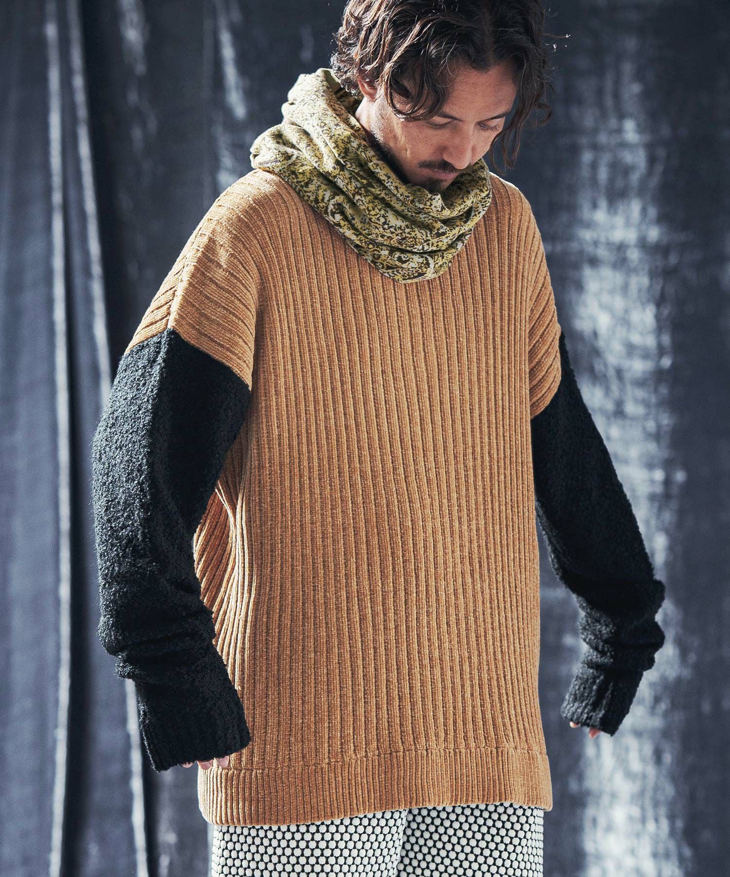 30%OFF【ANGENEHM(アンゲネーム)】Paisley pattern knit snood ニット