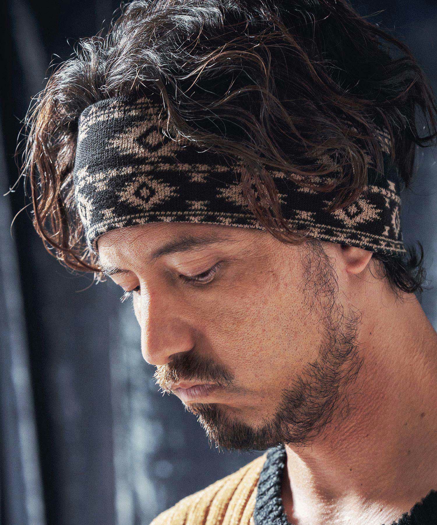 ANGENEHM(アンゲネーム)】Native pattern knit headband ニットヘア