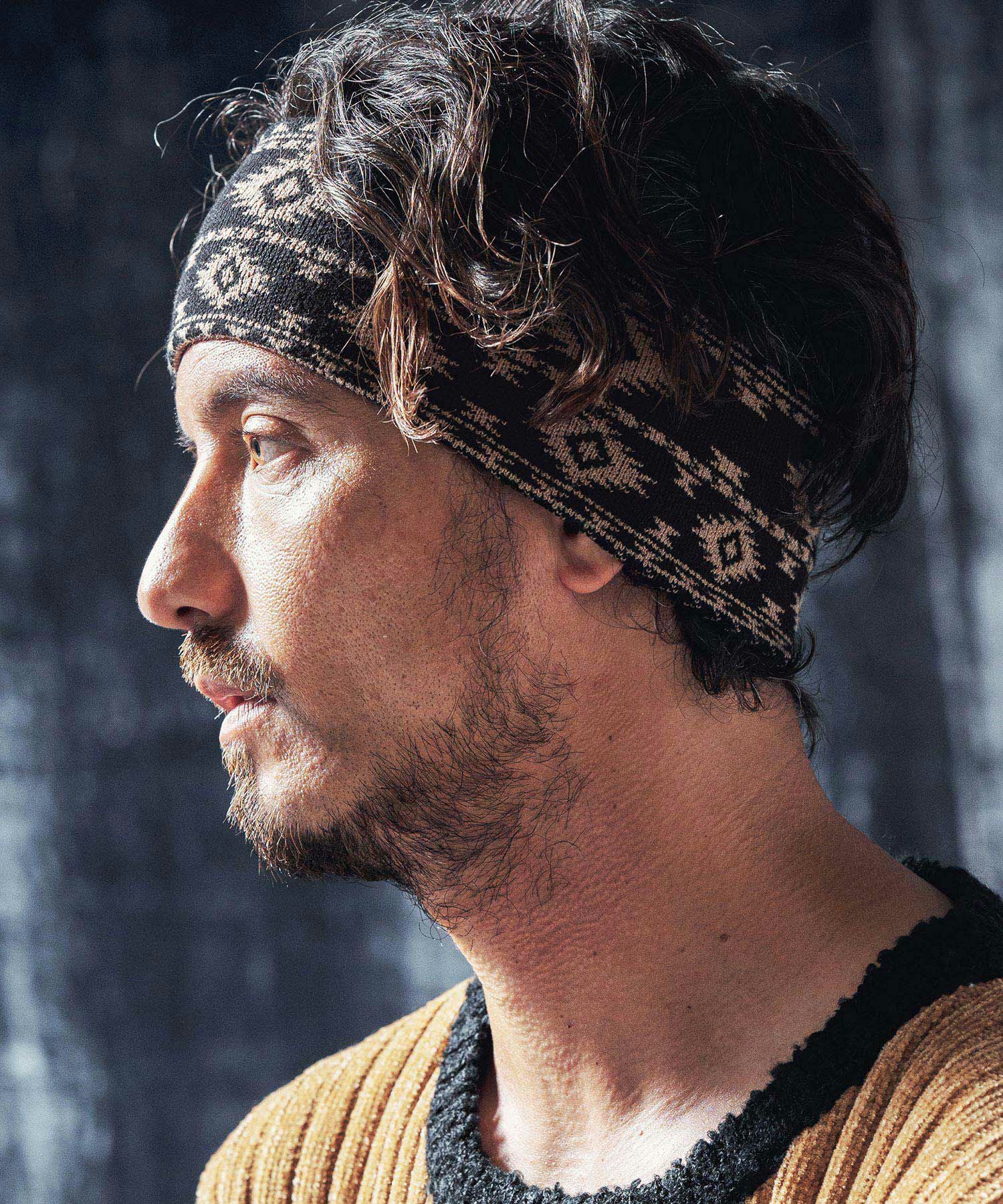 ANGENEHM(アンゲネーム)】Native pattern knit headband ニットヘア
