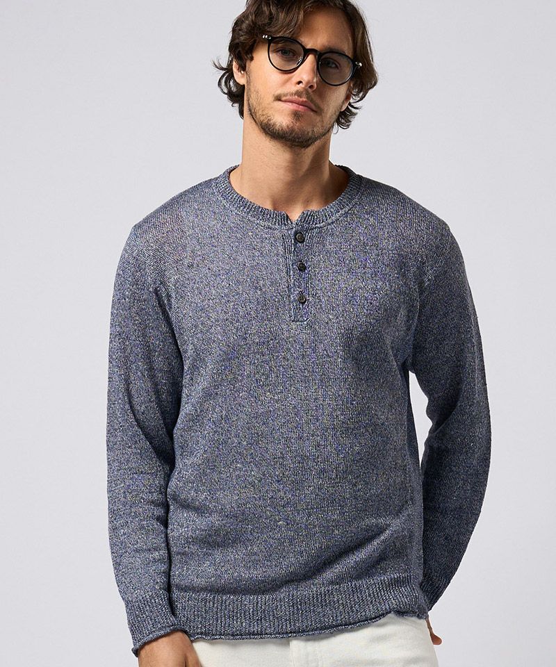 極美品　wjk ヘンリーネックスウェット　サイズL 50%OFF【wjk】linen henley knit ヘンリーネックニット(6879 kc63f