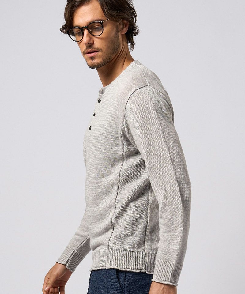 極美品　wjk ヘンリーネックスウェット　サイズL 50%OFF【wjk】linen henley knit ヘンリーネックニット(6879 kc63f