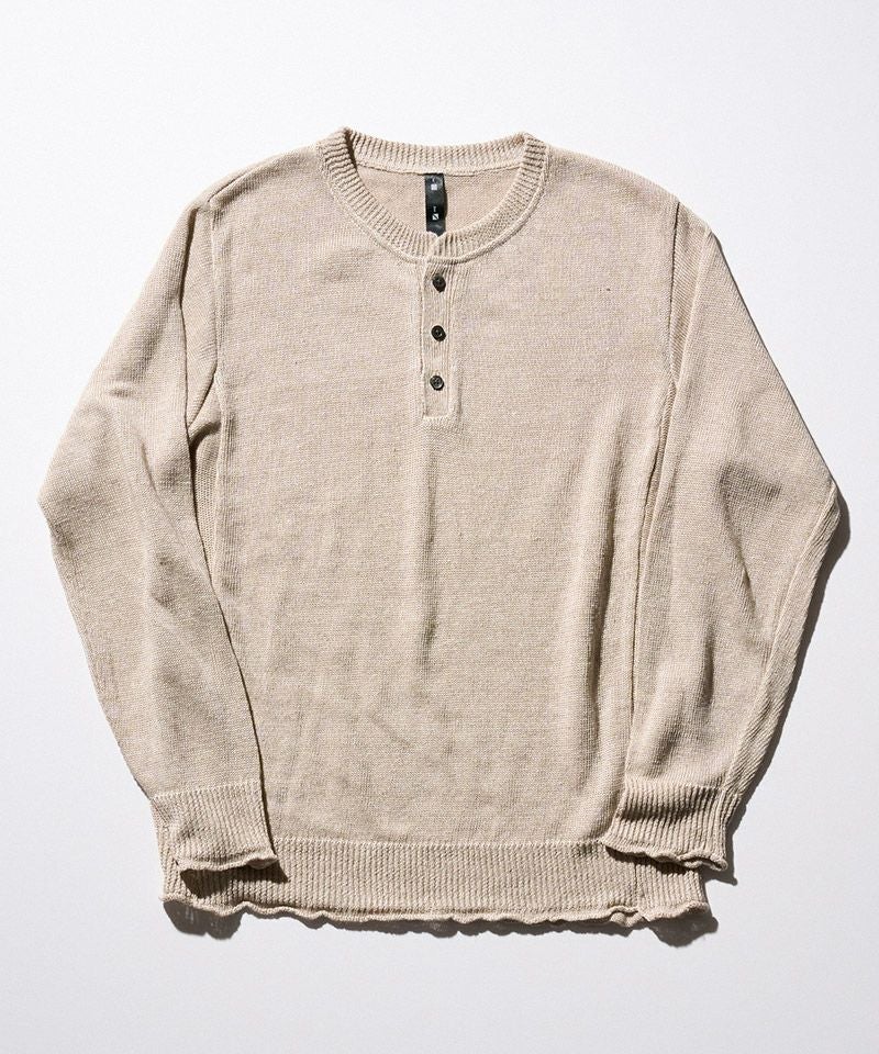 極美品　wjk ヘンリーネックスウェット　サイズL 50%OFF【wjk】linen henley knit ヘンリーネックニット(6879 kc63f