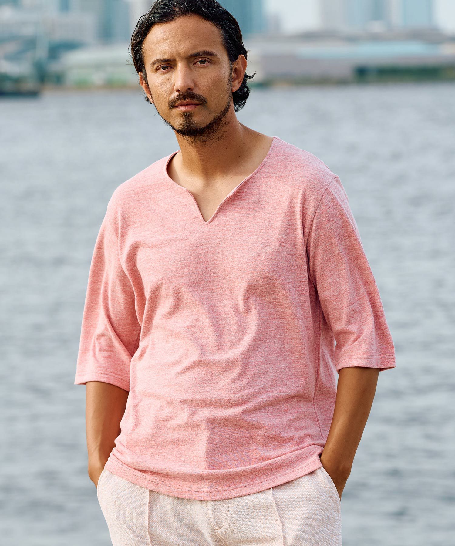 wjk】key neck H-S Tee 5分袖Tシャツ(7339 cj66f) | CAMBIO カンビオ