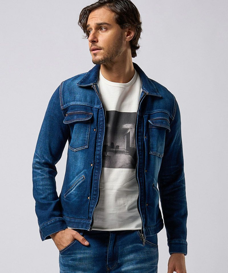 wjk WASHABLE JKT ネイビー XL 未使用 ウォッシャブル 50%OFF【wjk】denim jersey zip blouson ジップブルゾン(2069 dj35f