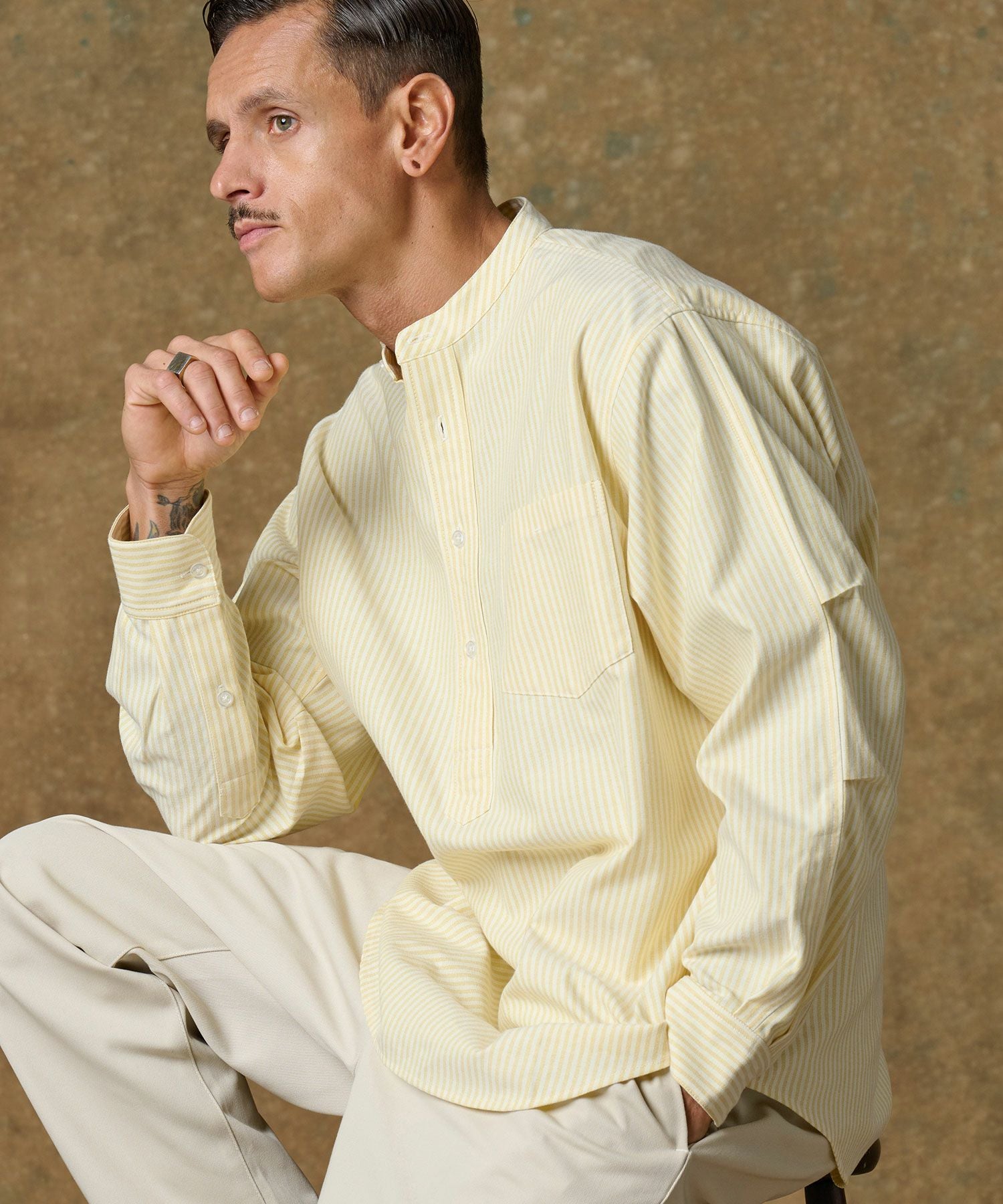 THEOREM(セオレム)】Stripe Rover Pullover LS Shirt シャツ(TRM24