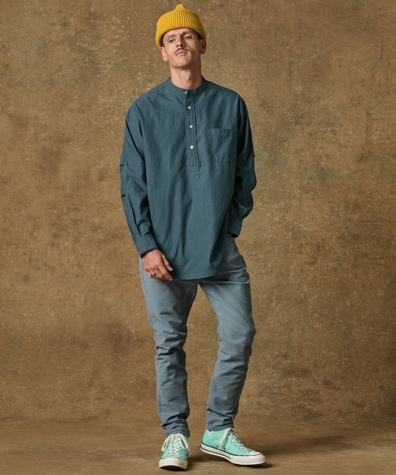 THEOREM(セオレム)】Stripe Rover Pullover LS Shirt シャツ(TRM24