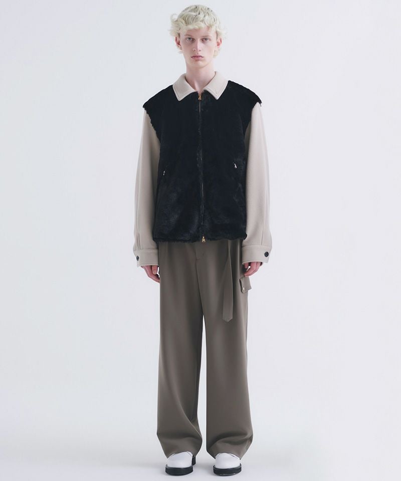 50%OFF【CULLNI(クルニ)】Eco Fur & Melton Half Zip Up Short Coat