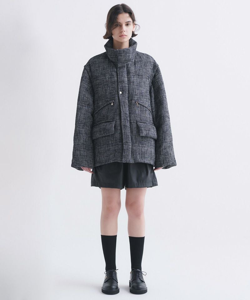【美品】CULLNI 24-AW Stretch Wool DownJacket 50%OFF【CULLNI(クルニ)】Butcher Tweed Removable Sleeves Down