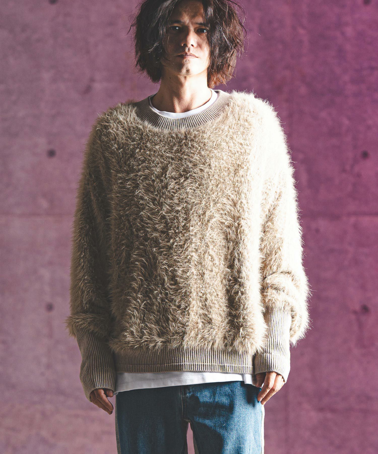 30%OFF【GLIMCLAP(グリムクラップ)】 Feather yarn pullover フェザー