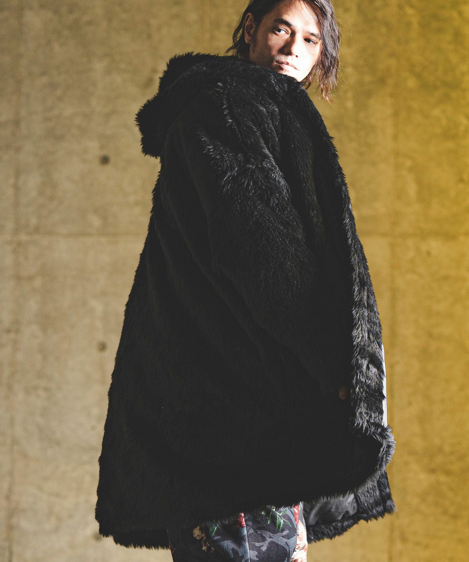 50%OFF【GLIMCLAP(グリムクラップ)】Faux fur buttonless hooded coat