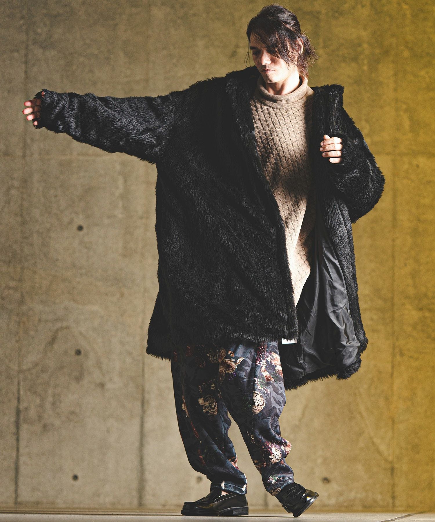 50%OFF【GLIMCLAP(グリムクラップ)】Faux fur buttonless hooded coat