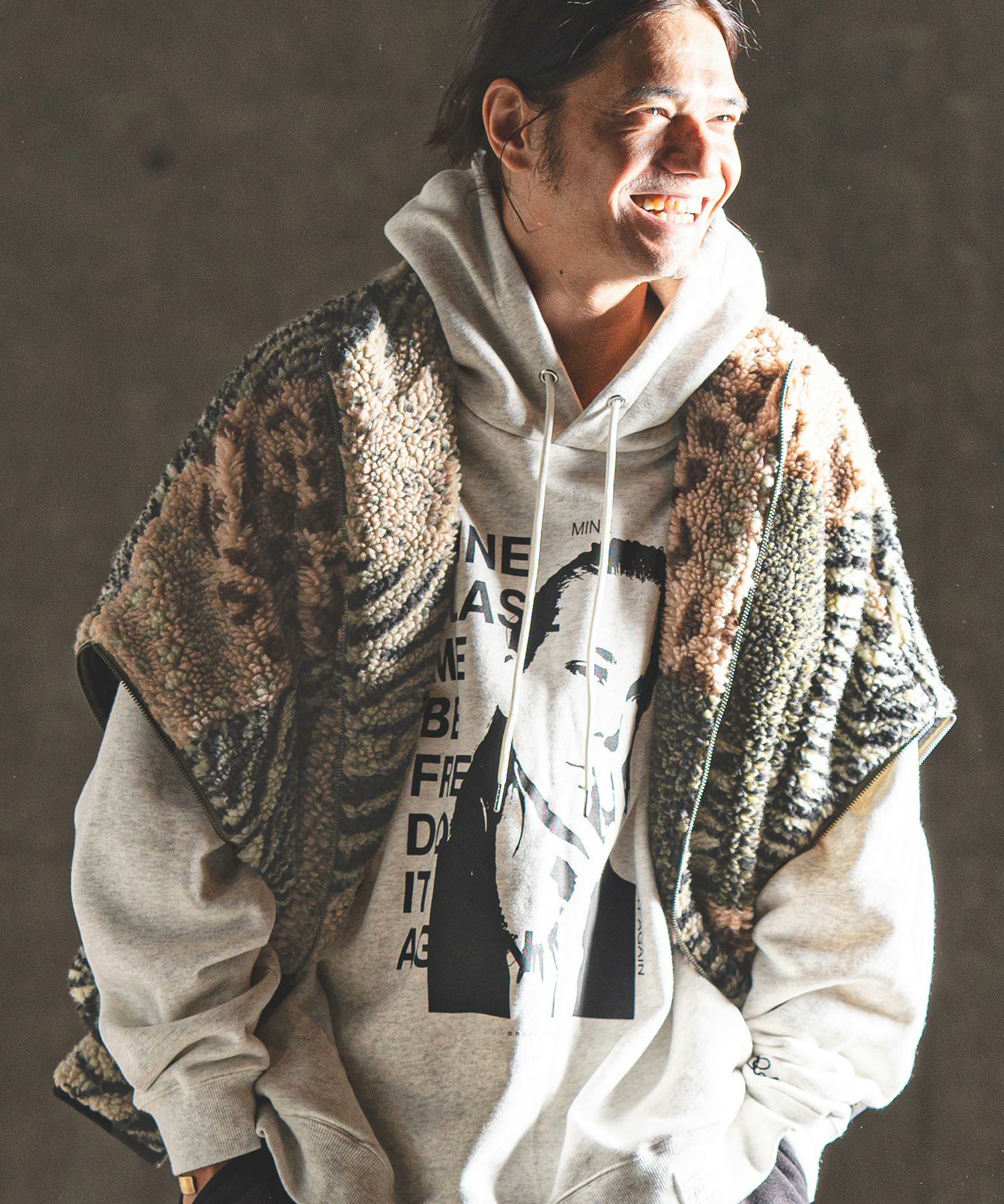 50%OFF【GLIMCLAP(グリムクラップ)】 Zipper design teddy fleece vest