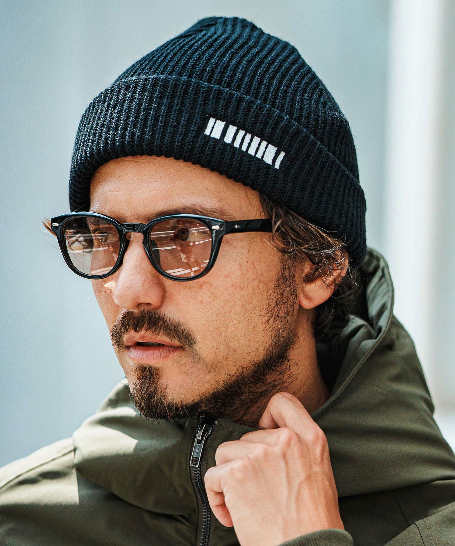 felkod(フィルコッド)】Barcode Embroidery Knit Cap ビーニー ニット