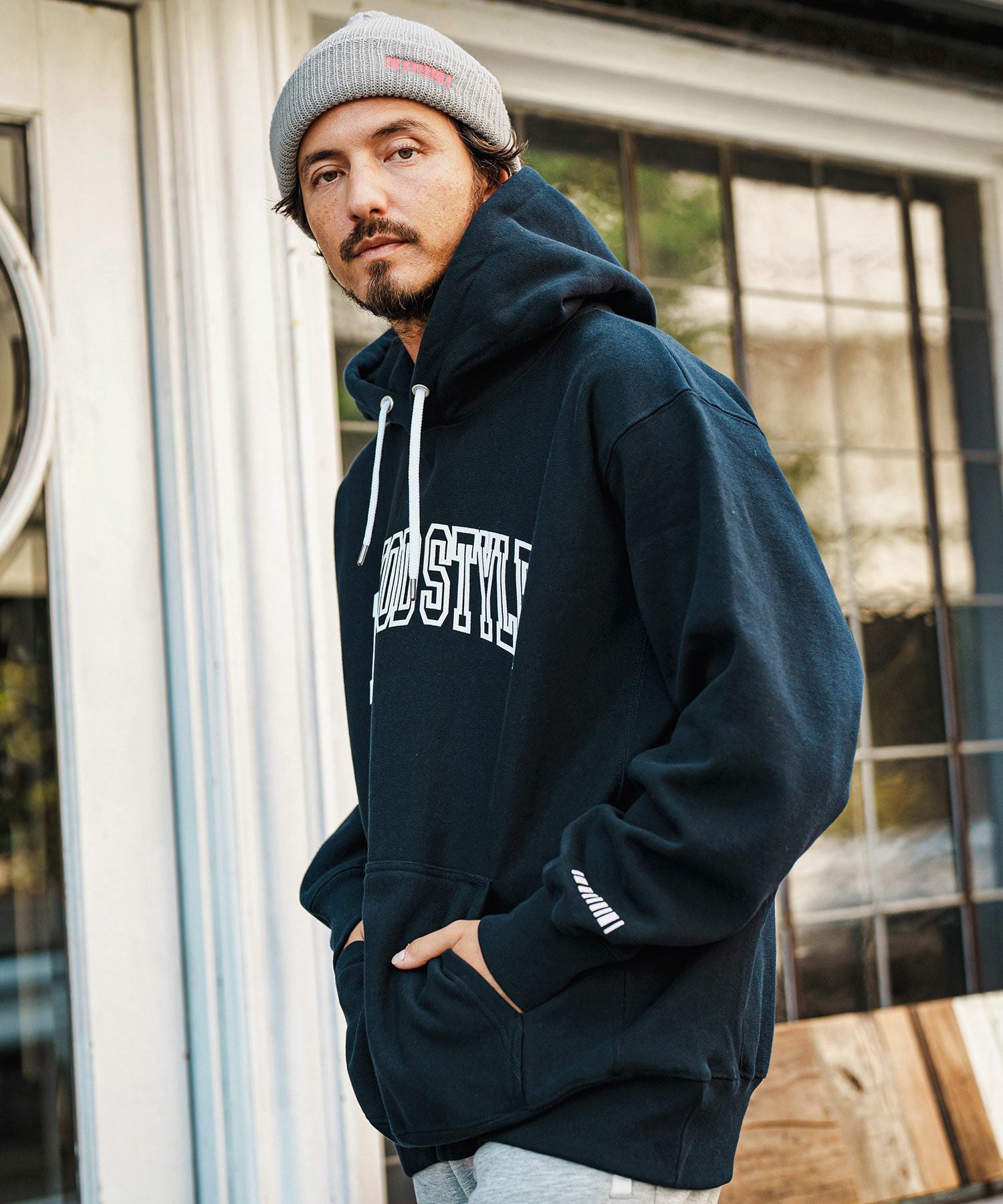 felkod ブラック ニット帽 フリーサイズ felkod(フィルコッド)】Barcode Embroidery Knit Cap ビーニー ニット