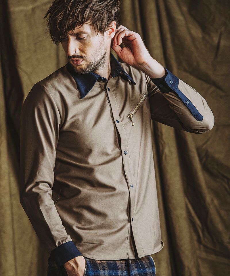 50%OFF【NO ID.(ノーアイディー)】ｸﾚﾘｯｸZIP-SH シャツ(855006-880S