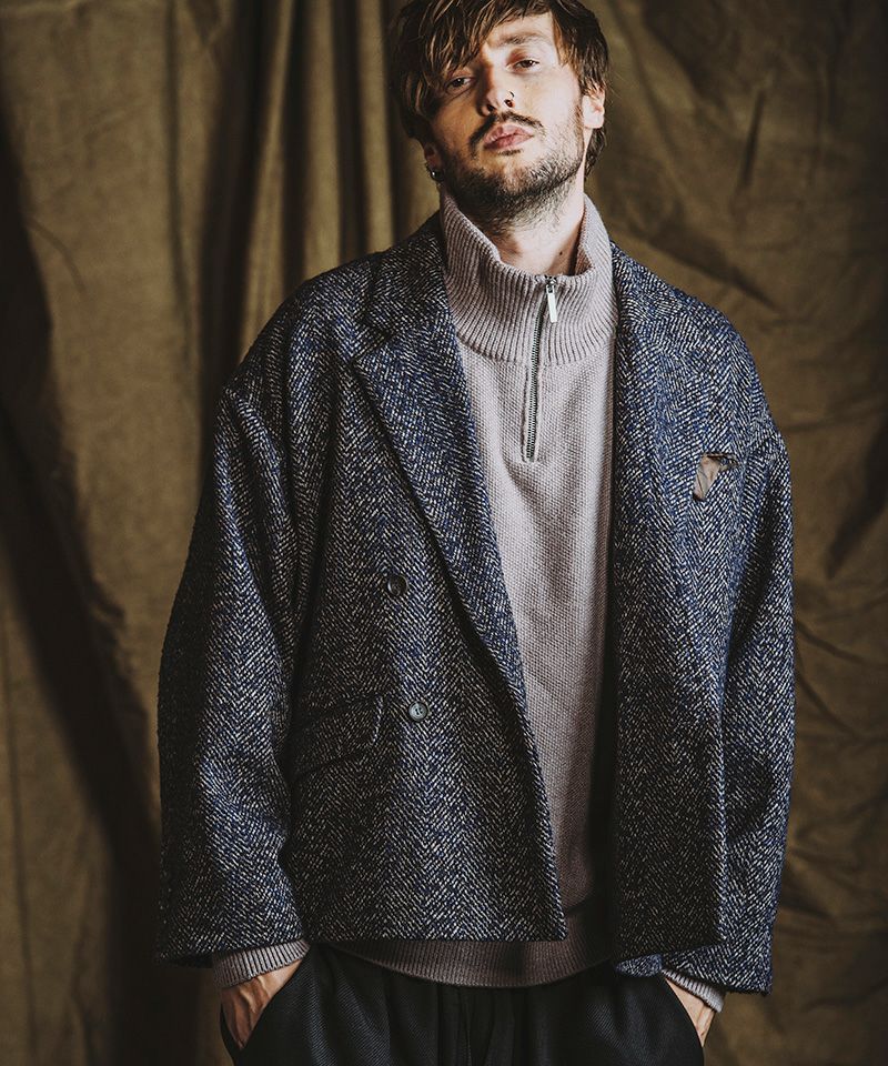 無*突様 ★最終　Scye ダブルブレストジャケット 38サイズ ダークブルー Oversized Double Breasted Jacket / オーバーサイズダブルブレスト