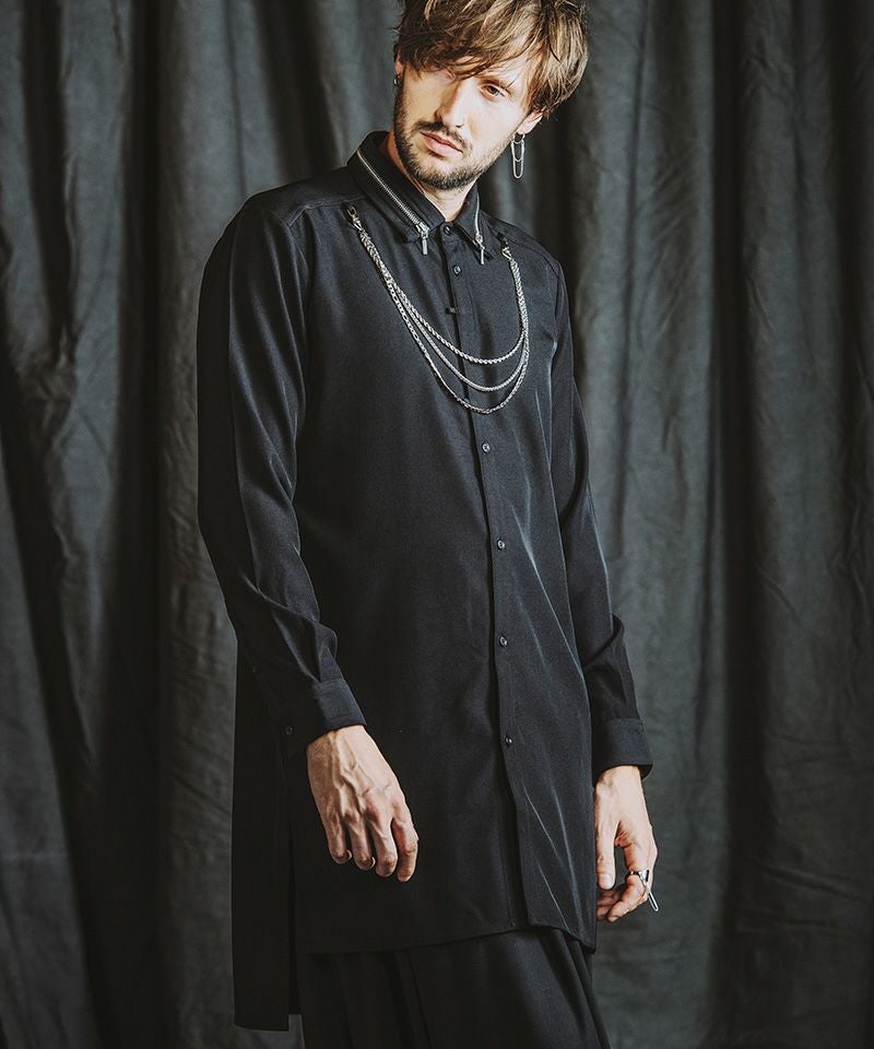 30%OFF【NO ID.(ノーアイディー)】ZIPﾁｪｰﾝﾛﾝｸﾞSH シャツ(455006-895S