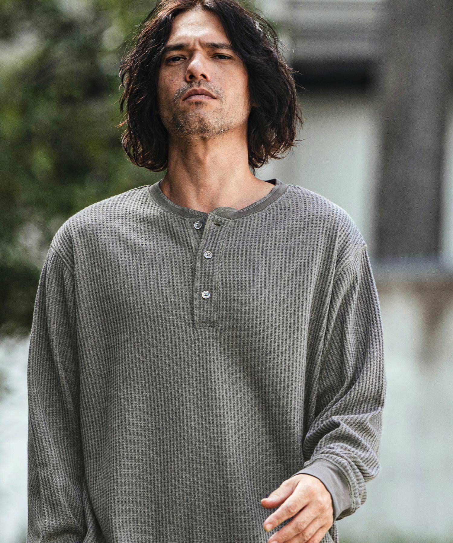 50%OFF【CAMBIO(カンビオ)】ワッフルヘンリーネックロンT | CAMBIO