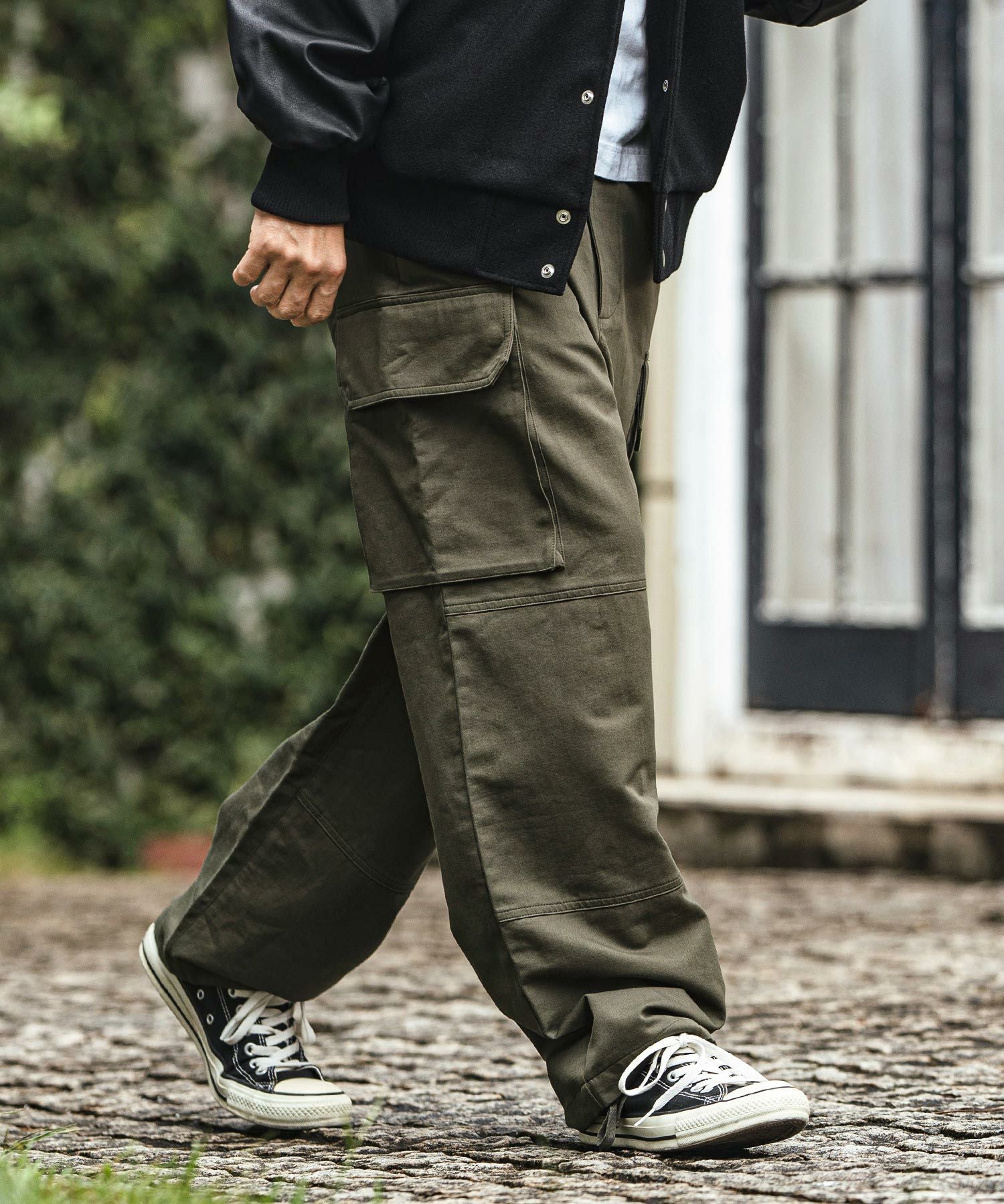 50%OFF【CAMBIO(カンビオ)】Back Satin Wide Straight Cargo Pants