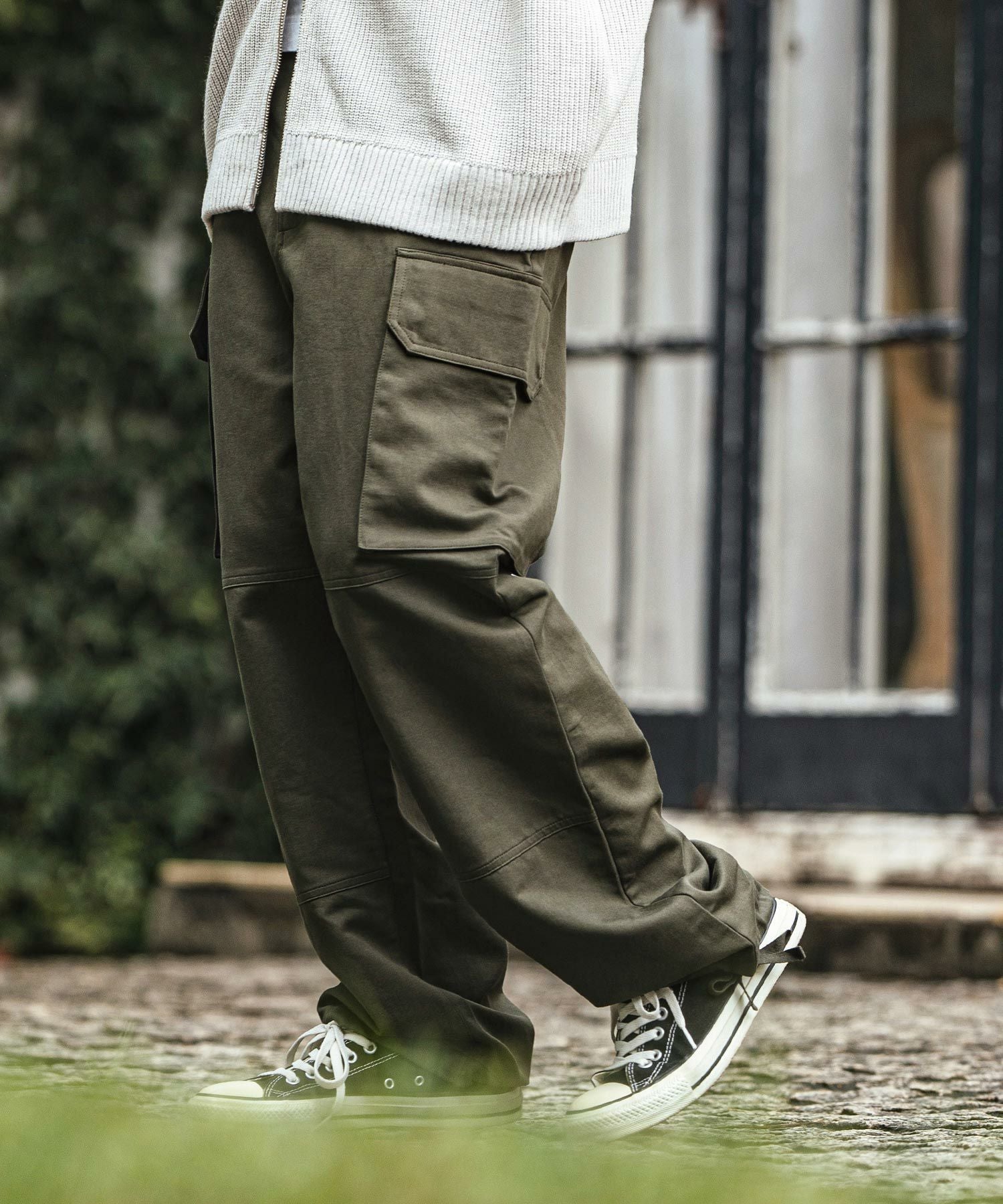 50%OFF【CAMBIO(カンビオ)】Back Satin Wide Straight Cargo Pants