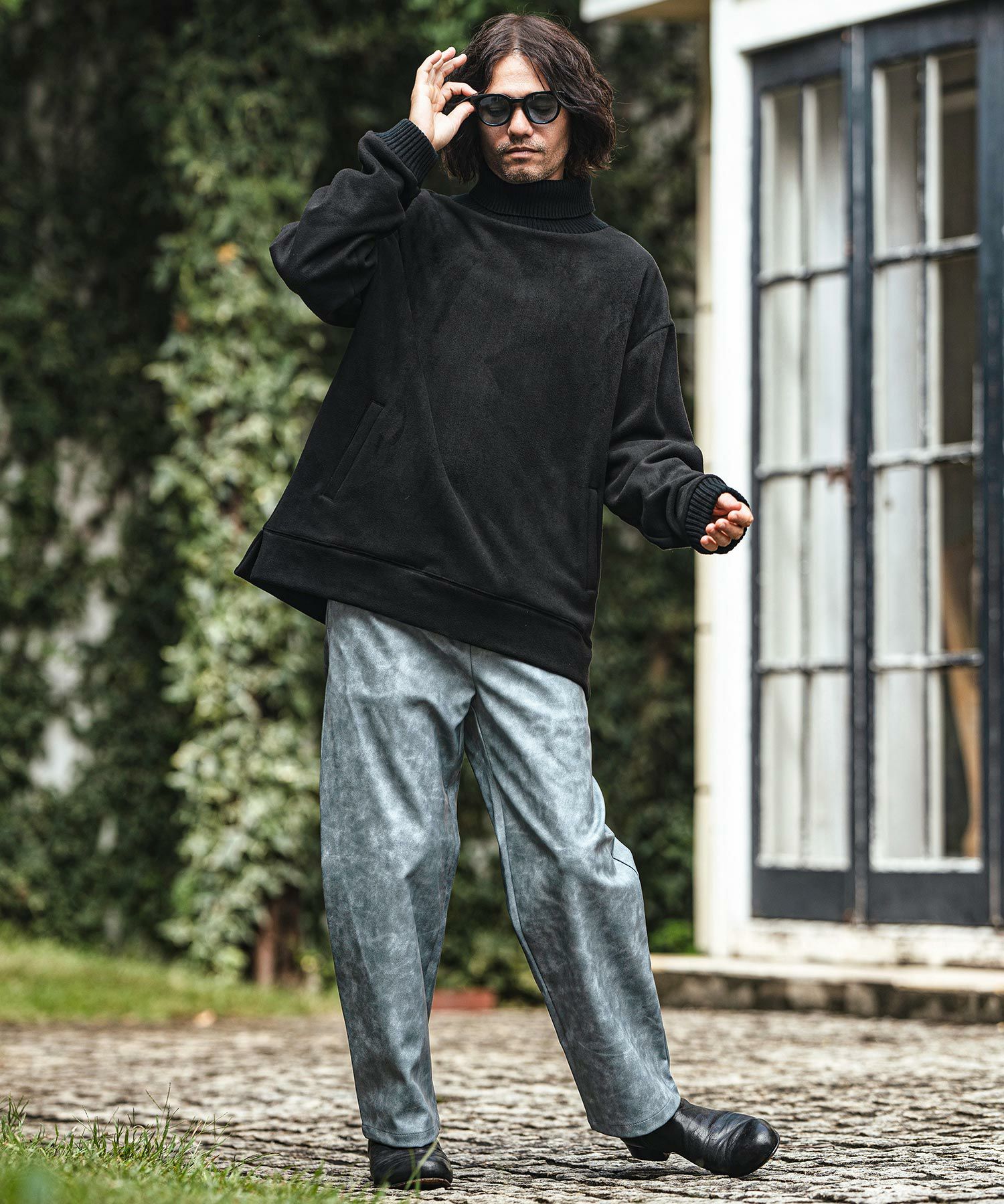 50%OFF【CAMBIO(カンビオ)】加工フェイクレザーバルーンパンツ(24228CM