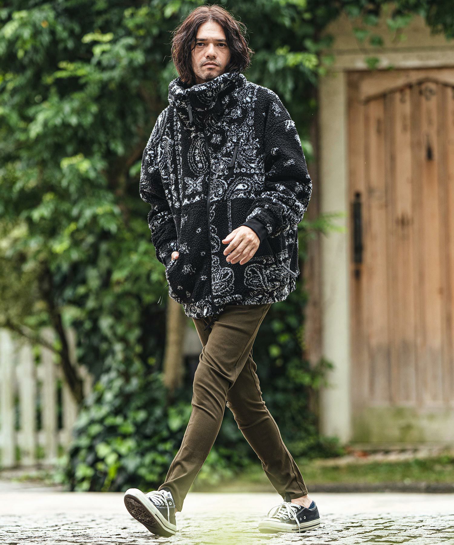 えにゃぷ 50%OFF【CAMBIO(カンビオ)】ストレッチツイル裾ZIPテーパードパンツ(BP