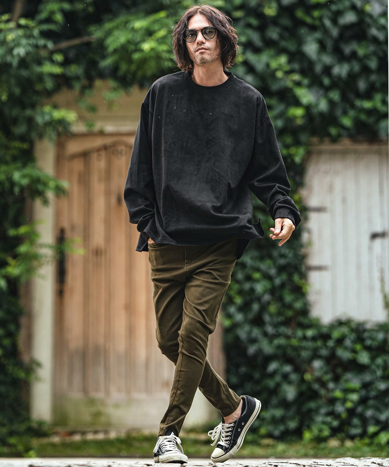 50%OFF【CAMBIO(カンビオ)】ストレッチツイル裾ZIPテーパードパンツ(BP