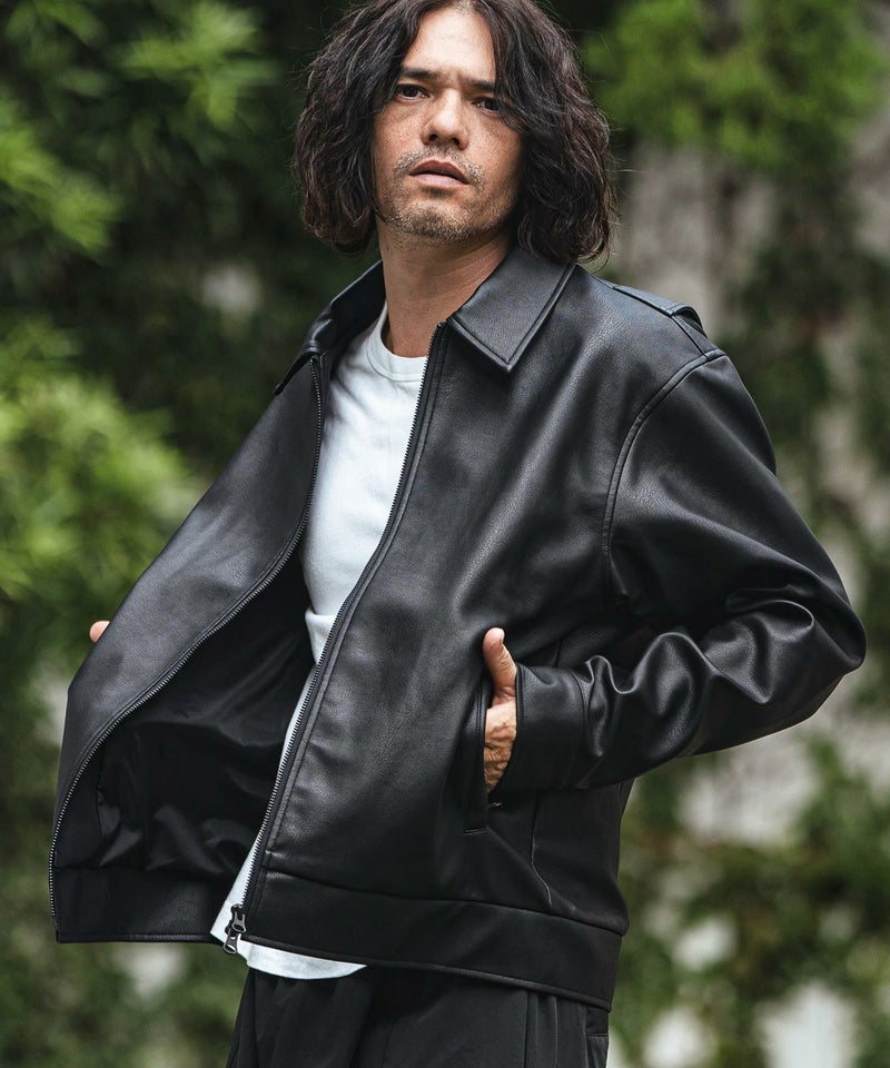 CAMBIO(カンビオ)】Synthetic Leather Zip Up Jacket ジップアップ 