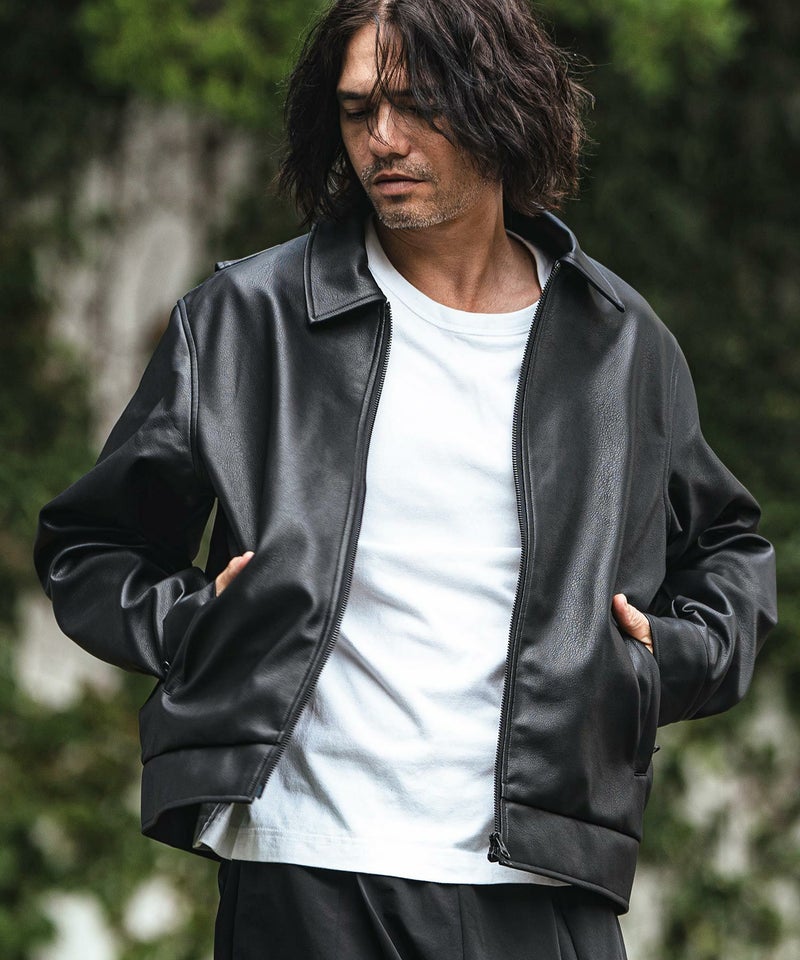 CAMBIO(カンビオ)】Synthetic Leather Zip Up Jacket ジップアップ 