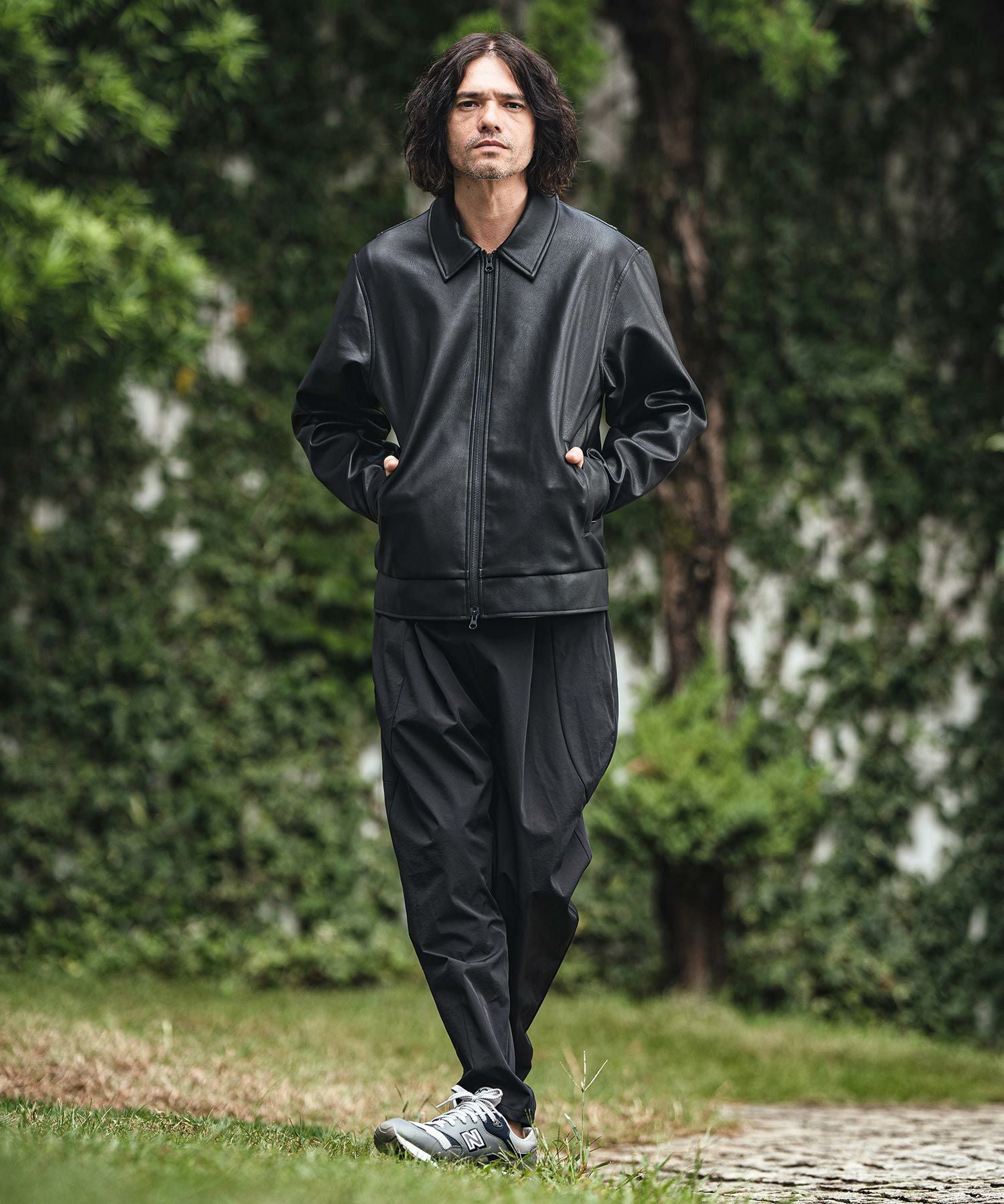 CAMBIO(カンビオ)】Synthetic Leather Zip Up Jacket ジップアップ