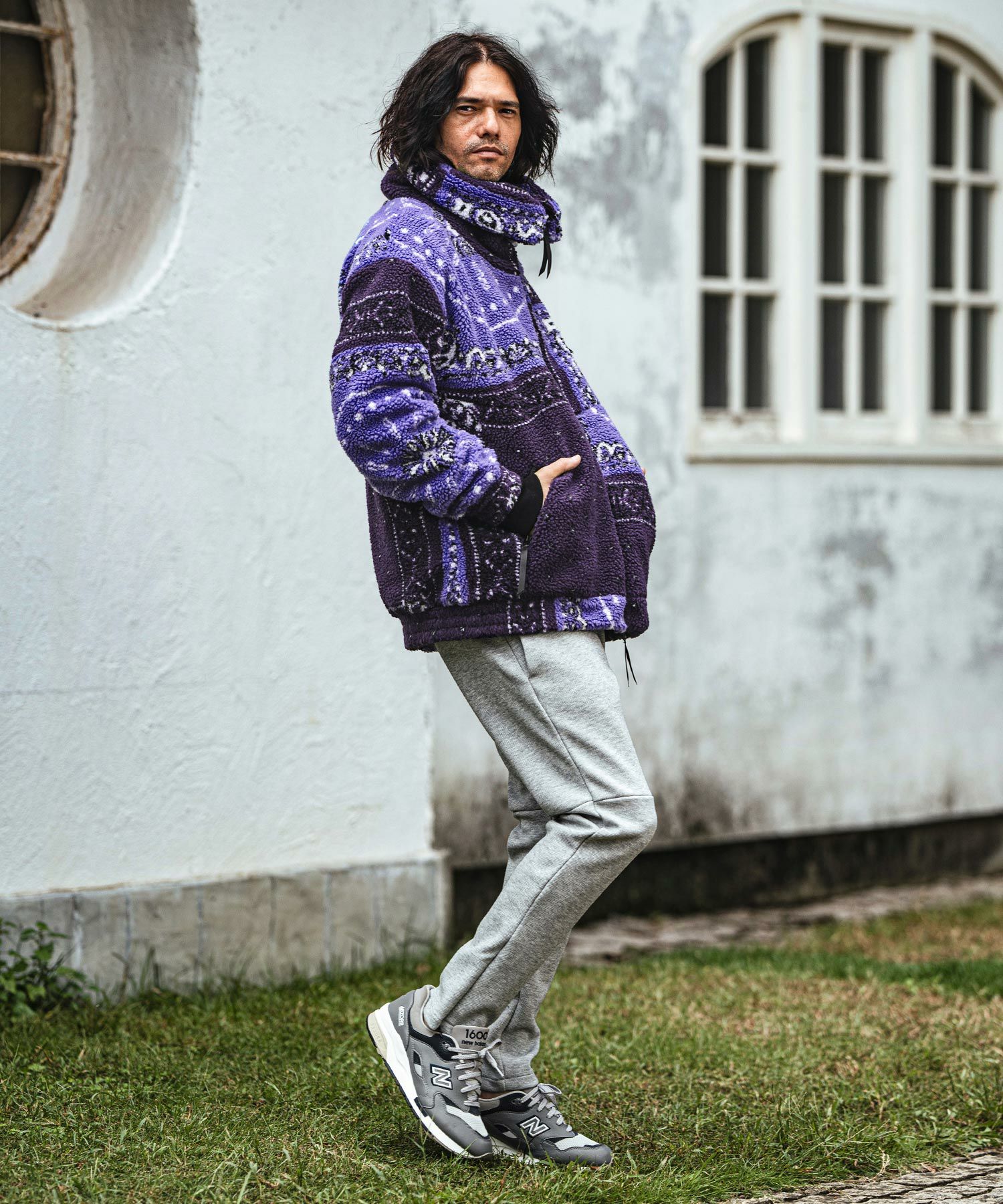 30%OFF【CAMBIO(カンビオ)】Bandana Pattern Boa Volume Neck Blouson