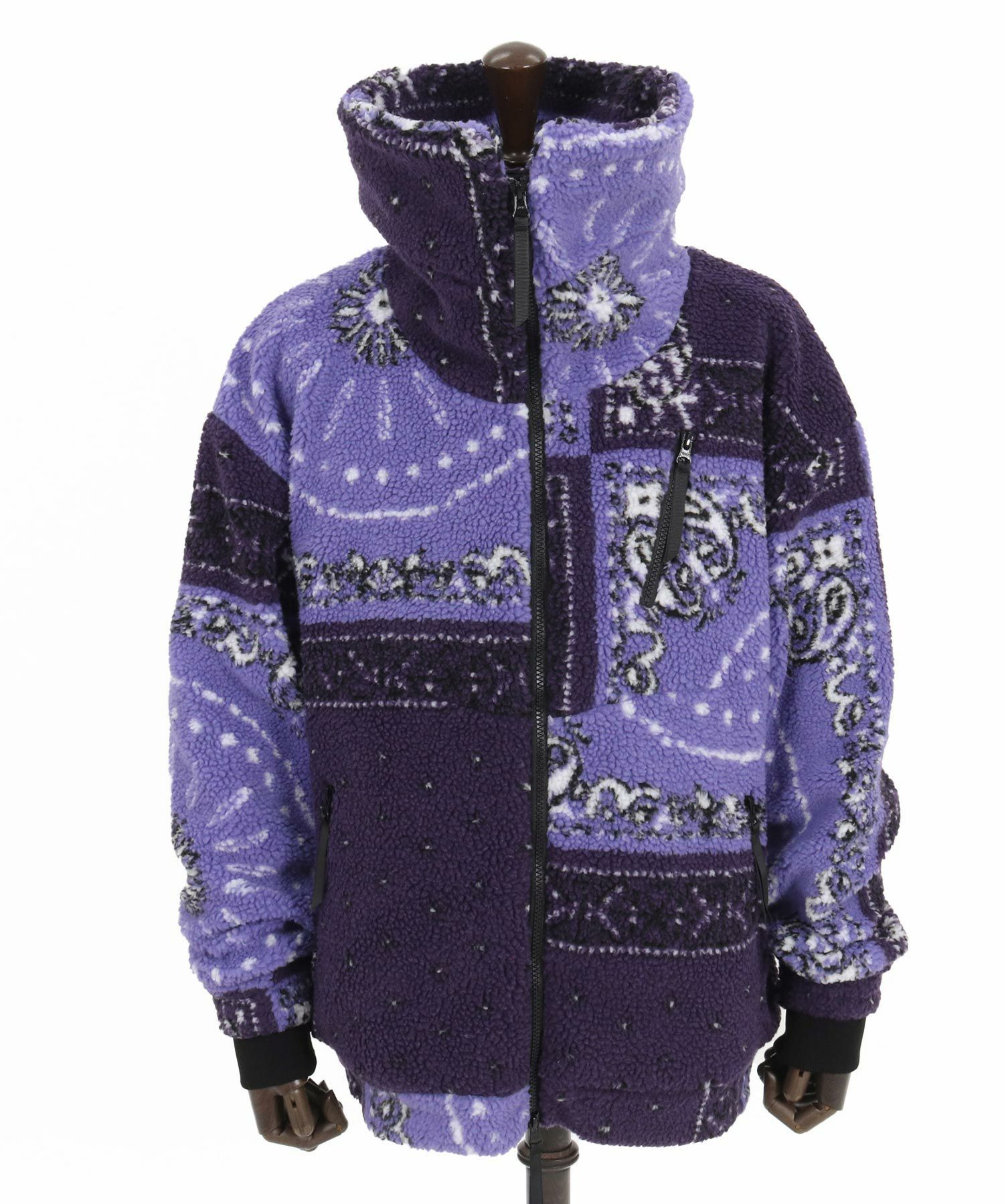 30%OFF【CAMBIO(カンビオ)】Bandana Pattern Boa Volume Neck Blouson