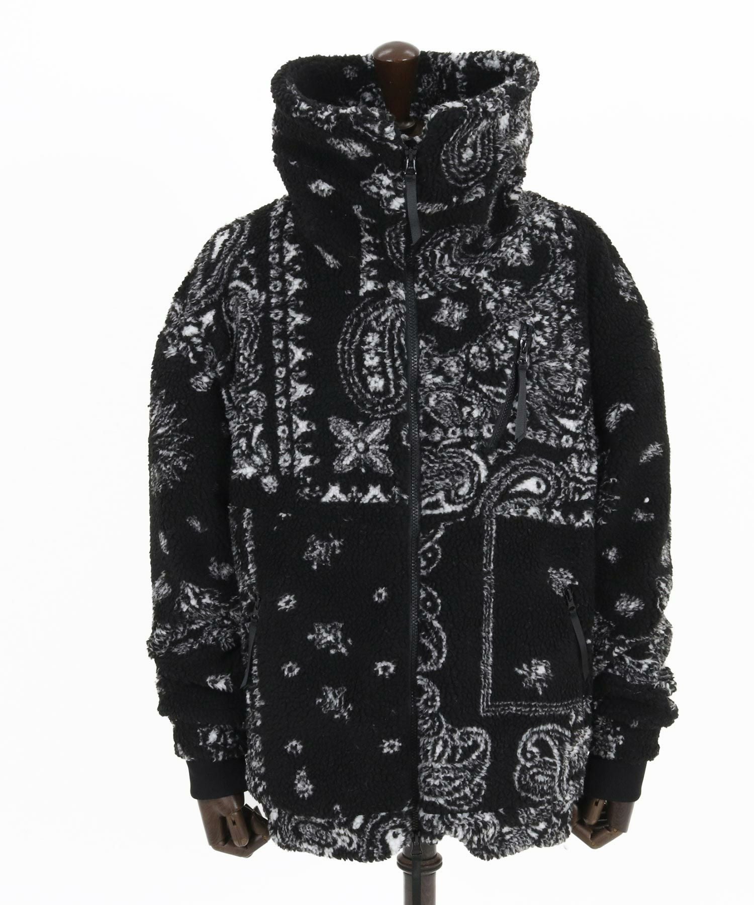 30%OFF【CAMBIO(カンビオ)】Bandana Pattern Boa Volume Neck Blouson