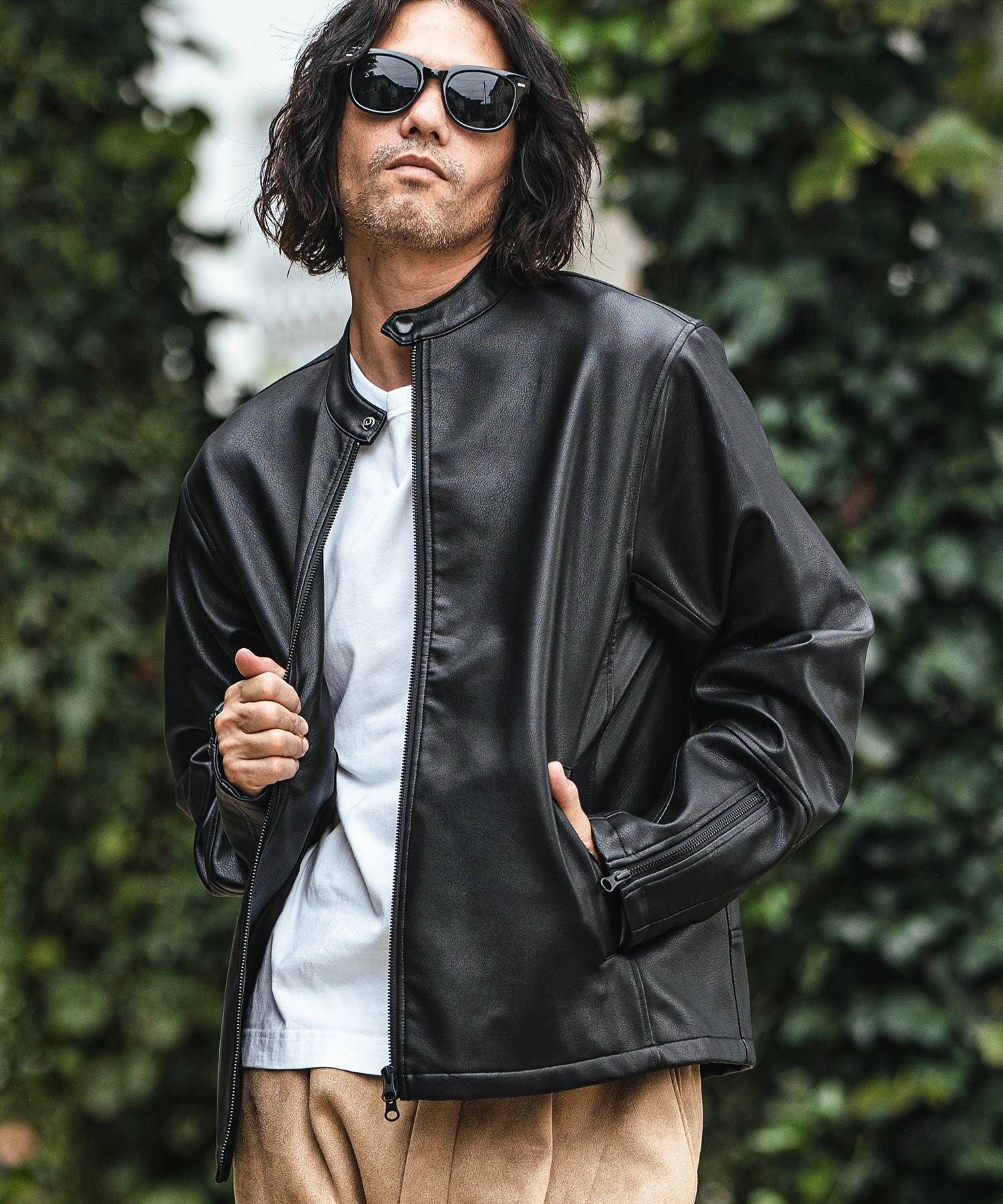 30%OFF【CAMBIO(カンビオ)】Synthetic Leather Single rider jacket 
