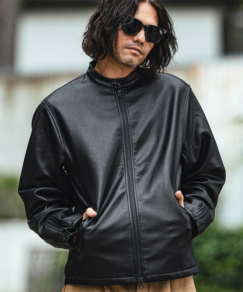 30%OFF【CAMBIO(カンビオ)】Synthetic Leather Single rider jacket 