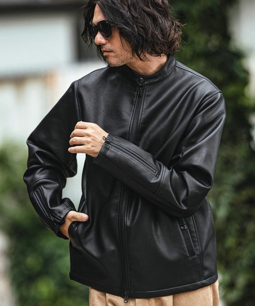 30%OFF【CAMBIO(カンビオ)】Synthetic Leather Single rider jacket 