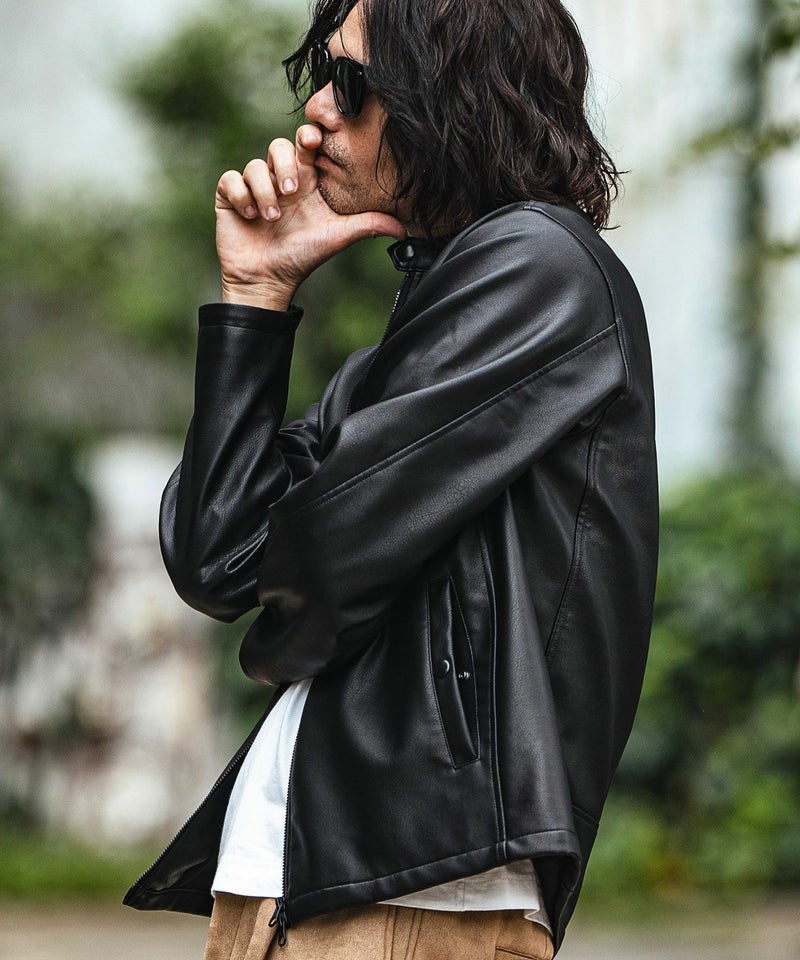 30%OFF【CAMBIO(カンビオ)】Synthetic Leather Single rider jacket 