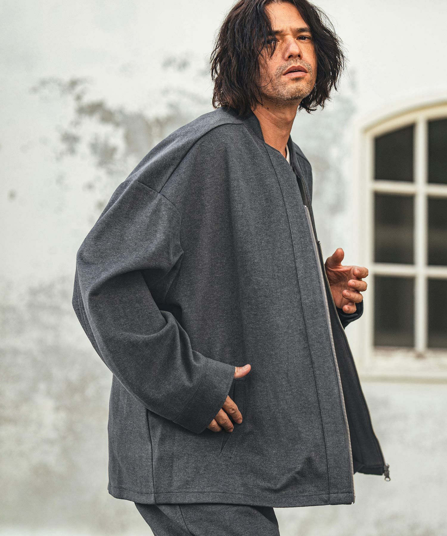 30%OFF【CAMBIO(カンビオ)】 Brushed Span Zipper & Skipper Shirt