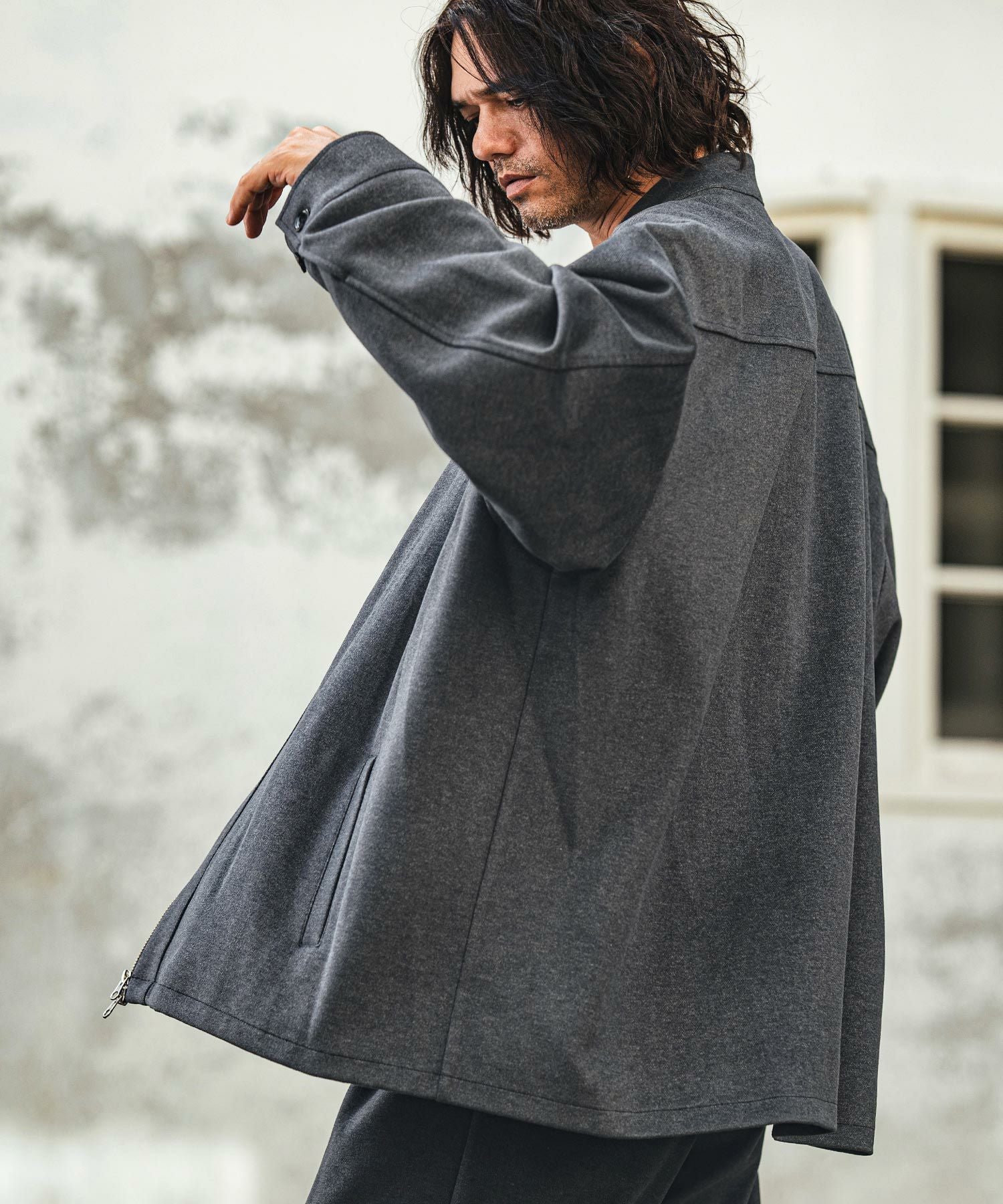 30%OFF【CAMBIO(カンビオ)】 Brushed Span Zipper & Skipper Shirt