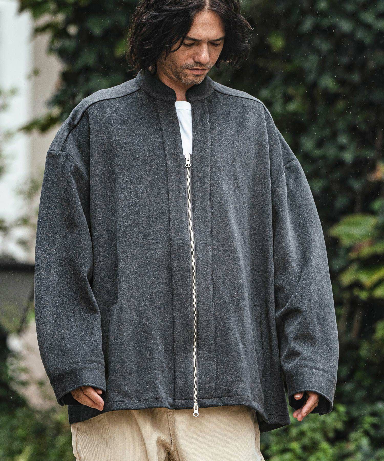 50%OFF【CAMBIO(カンビオ)】 Brushed Span Zipper & Skipper Shirt