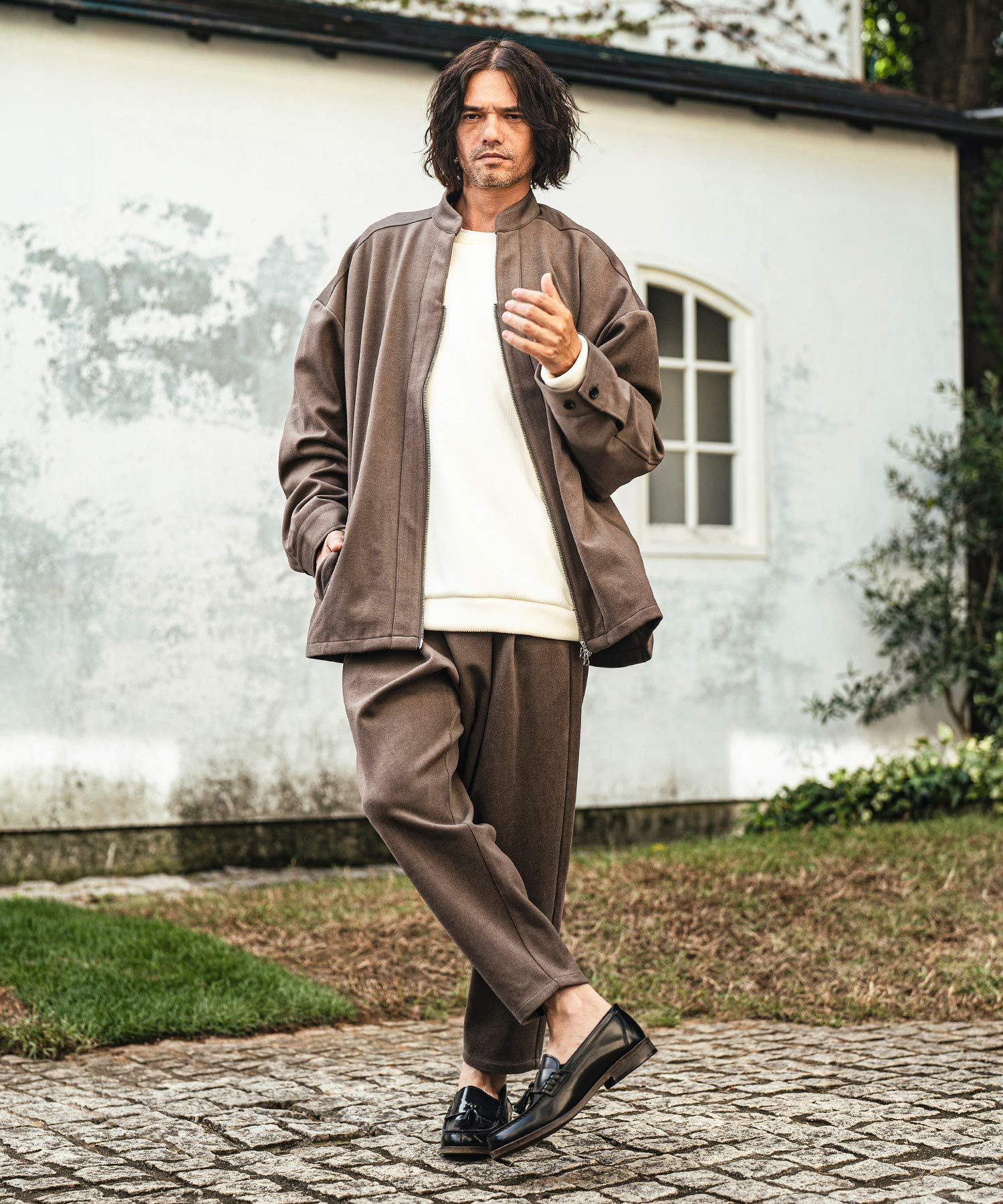50%OFF【CAMBIO(カンビオ)】 Brushed Span Zipper & Skipper Shirt