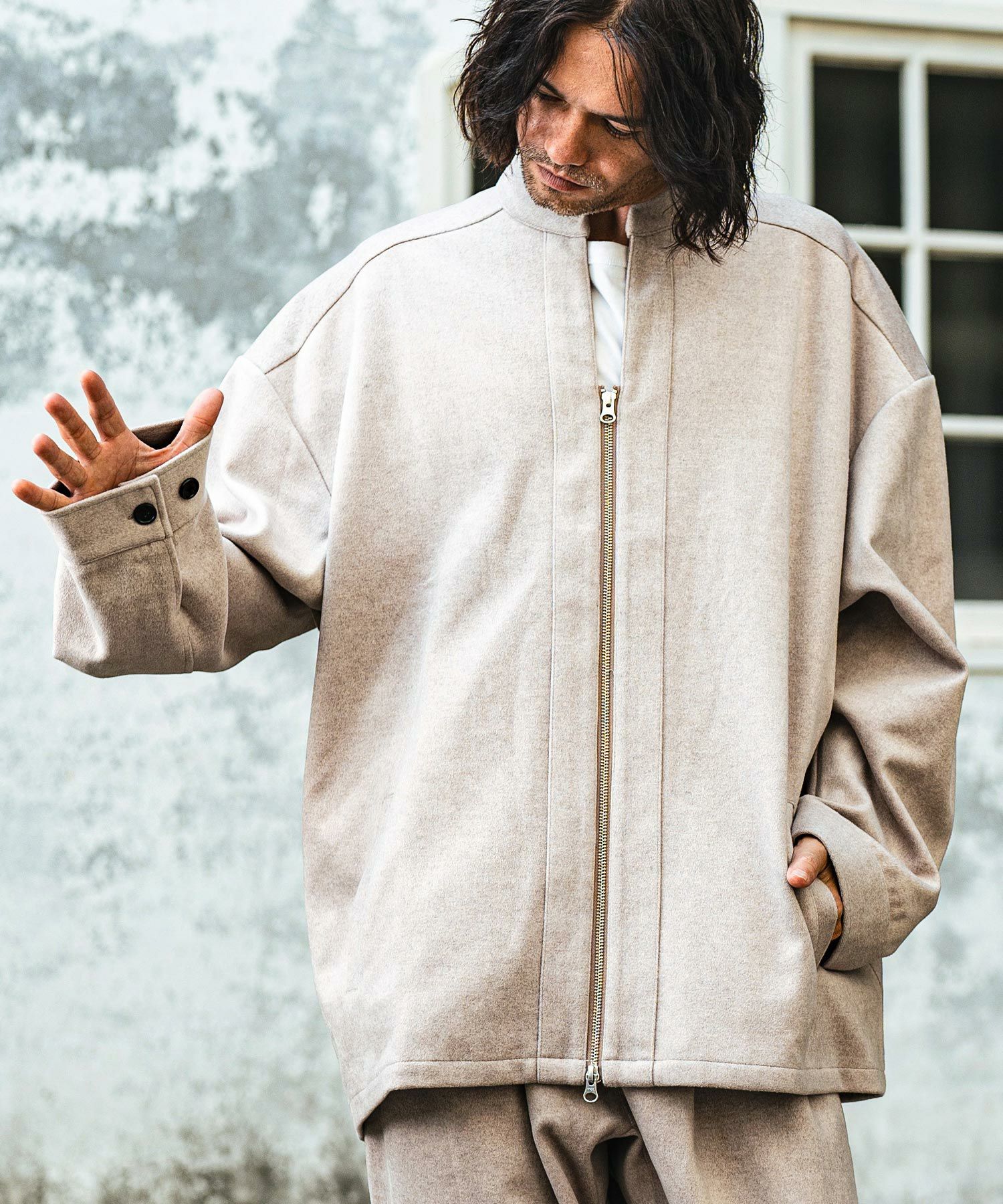 30%OFF【CAMBIO(カンビオ)】 Brushed Span Zipper & Skipper Shirt