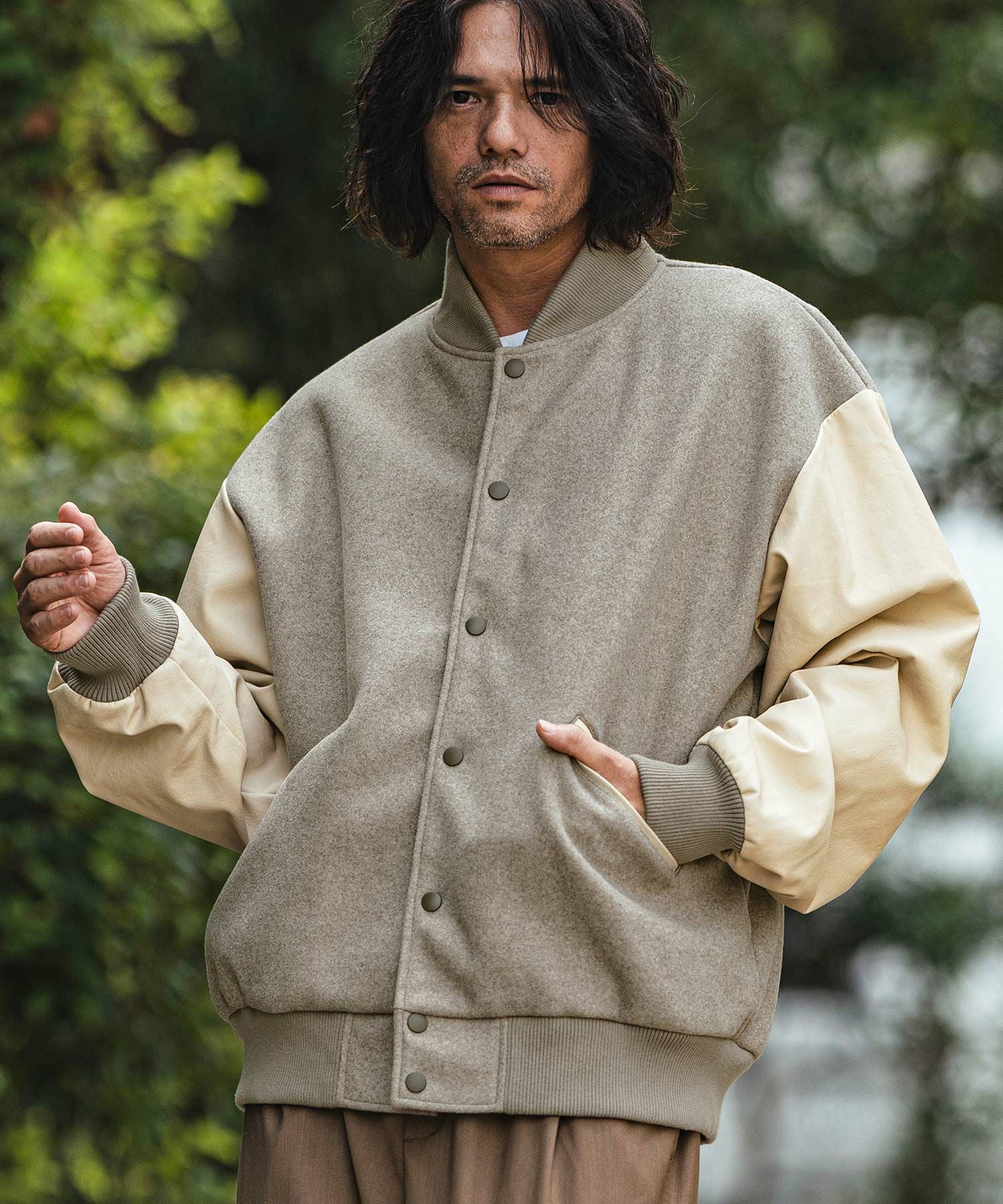 50%OFF【CAMBIO(カンビオ)】メルトンPU切り替えルーズシルエット