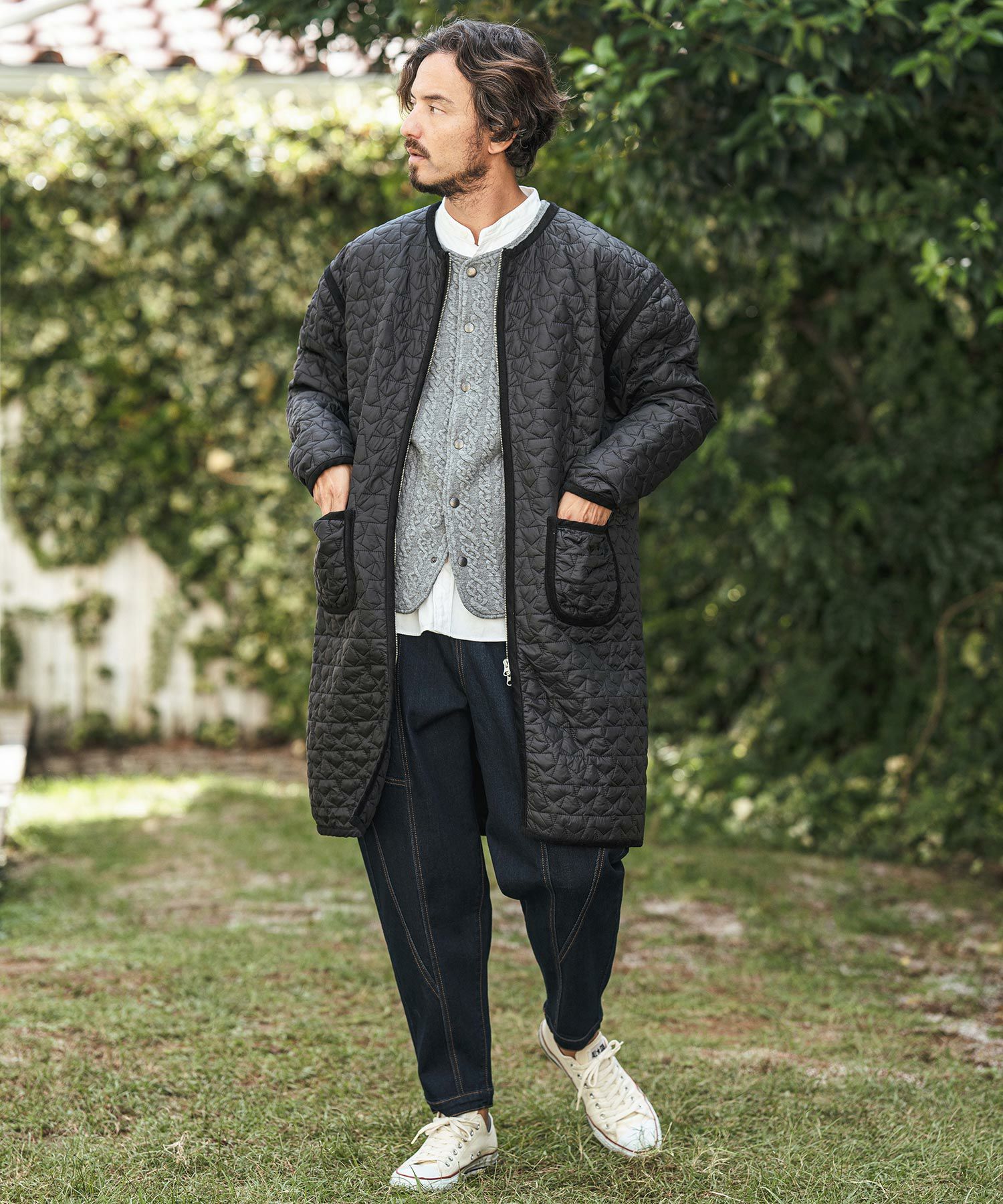 30%OFF【CAMBIO(カンビオ)】Star Pattern Quilted Collarless Jacket