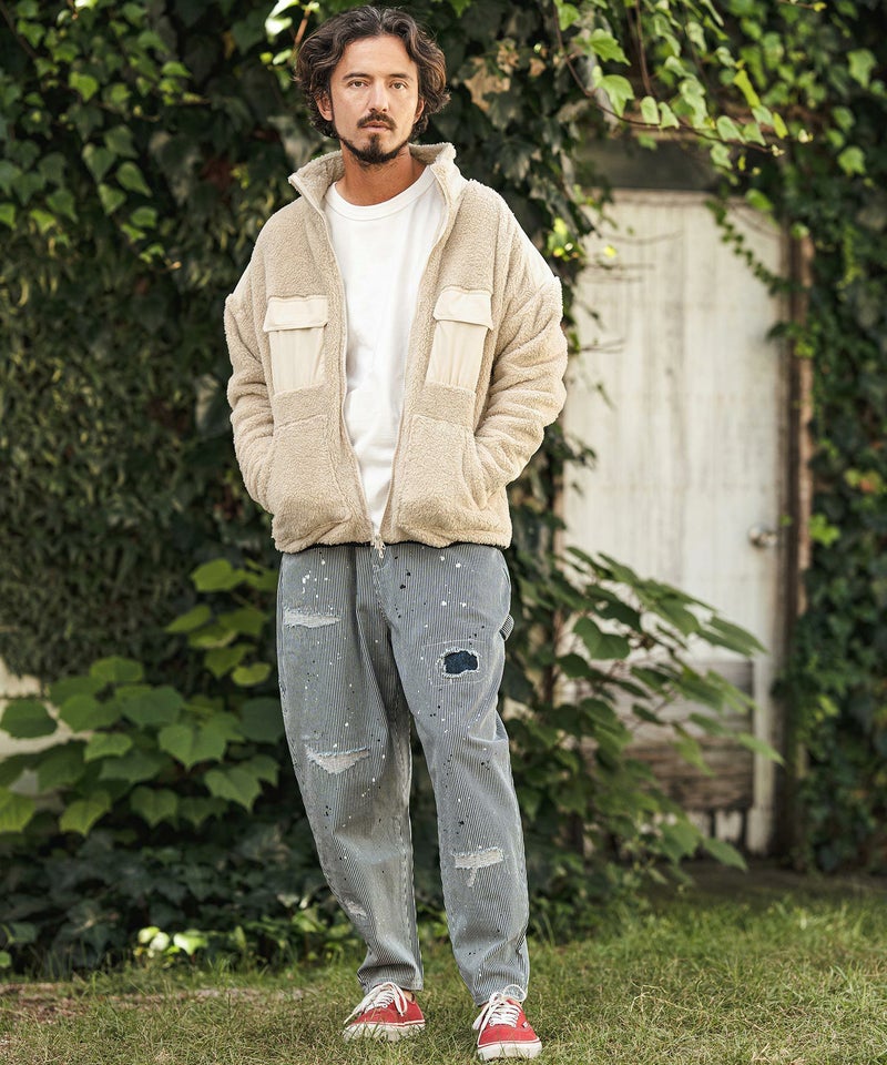 50%OFF【CAMBIO(カンビオ)】Short Micro Fur Nylon Combination Stand お値下げ♩ F/FUR STAND COLLAR ジャケット