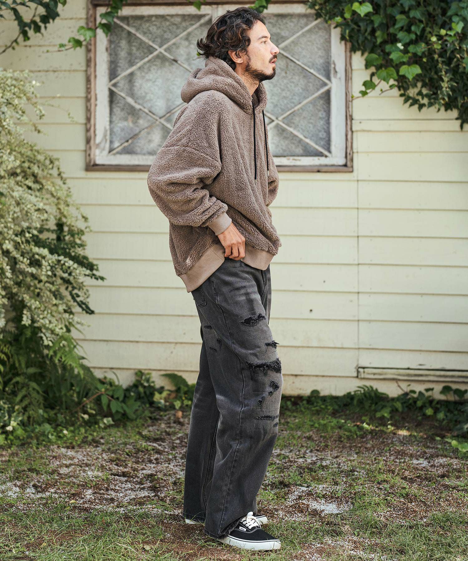 30%OFF【CAMBIO(カンビオ)】Relax Straight Distressed Denim Pants